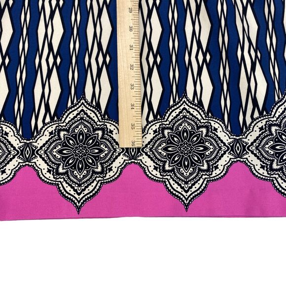 David Meister Sheath Dress Women's Size 12 Multi Geometric Cap Sleeve Back Zip - Picture 6 of 16